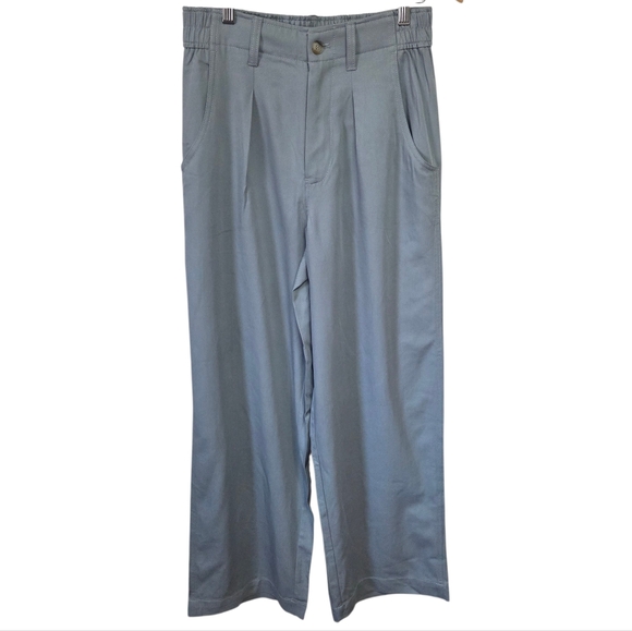 Madewell The Neale Straight Leg Pant Drapeweave Blue Pleated Trousers size 4 - Picture 2 of 10